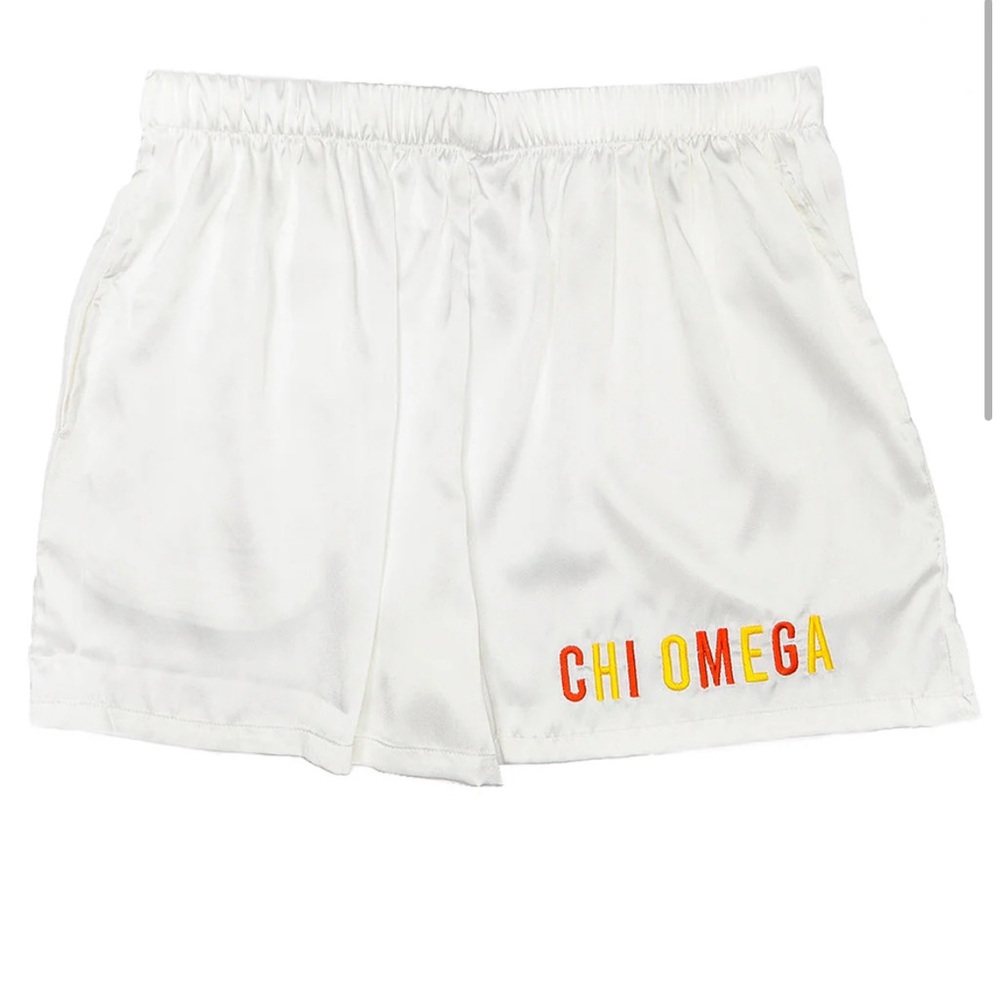 NWT Chi Omega satin shorts sz medium and large